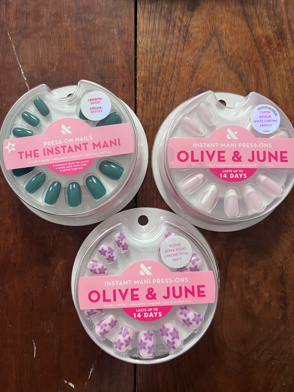Olive and June NEW Press-On Nails Set - Pink, Teal & Floral Options